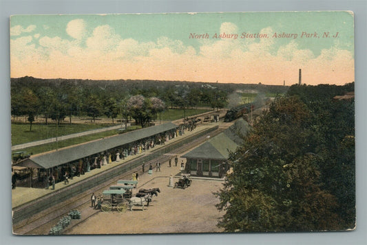 ASBURY PARK NJ RAILROAD STATION RAILWAY DEPOT ANTIQUE POSTCARD