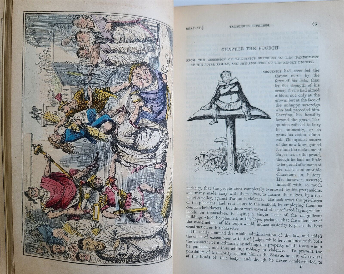 1851 COMIC HISTORY of ROME SIGNED BINDING illustrated by LEECH antique