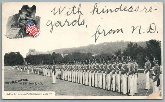 WEST POINT NY DRESS PARADE ANTIQUE POSTCARD by ARTHUR LIVINGSTON