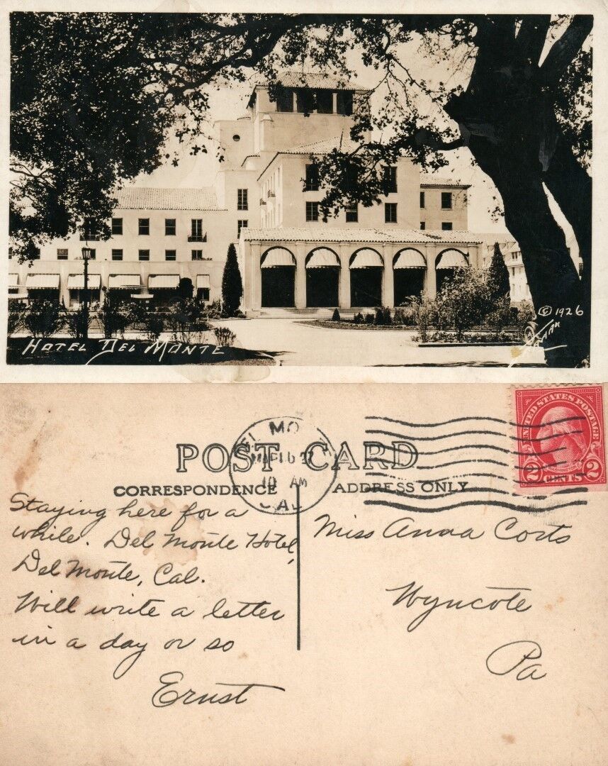 HOTEL DEL MONTE CA ANTIQUE REAL PHOTO POSTCARD RPPC