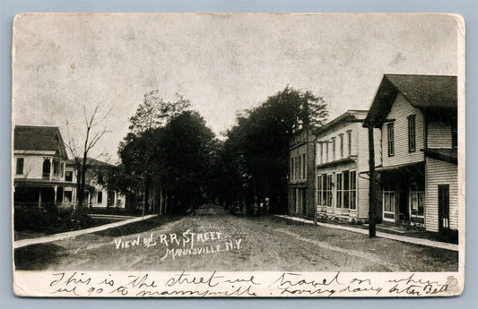MANNSVILLE NY R.R. STREET ANTIQUE POSTCARD