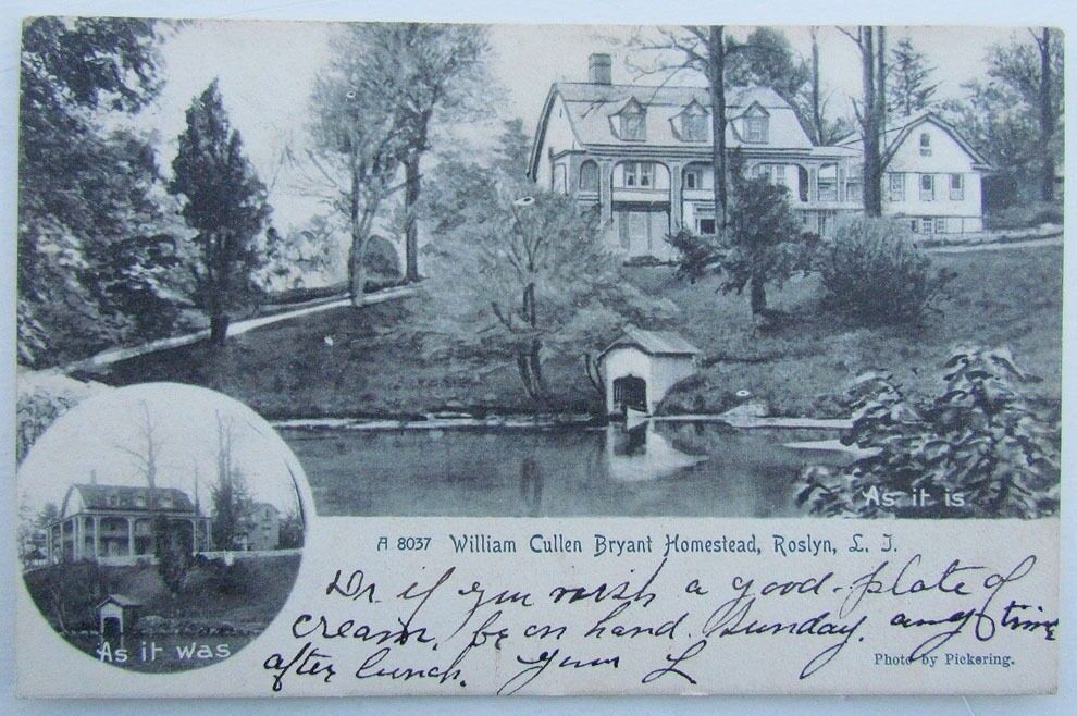 VINTAGE UNDIVIDED POSTCARD WILLIAM CULLEN BRYANT HOMESTEAD ROSLYN LONG ISLAND NY