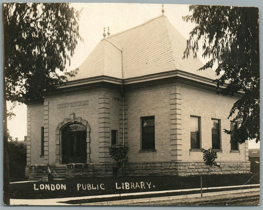 LONDON OH PUBLIC LIBRARY VINTAGE REAL PHOTO POSTCARD RPPC