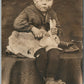 LITTLE BOY w/ RABBIT ANTIQUE REAL PHOTO POSTCARD RPPC