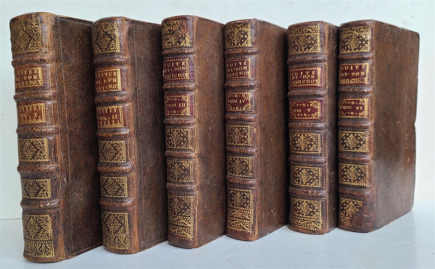 1722-1726 DON QUICHOTTE DE LA MANCHE by CERVANTES 6 VOLUMES antique ILLUSTRATED