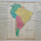 1822 MAP of SOUTH AMERICA GEOGRAPHICAL STATISTICAL HISTORICAL antique 17.5x 22"