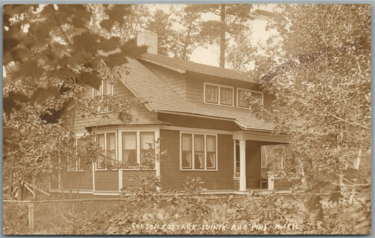 POINT AUX PINS MI SORSON COTTAGE ANTIQUE REAL PHOTO POSTCARD RPPC