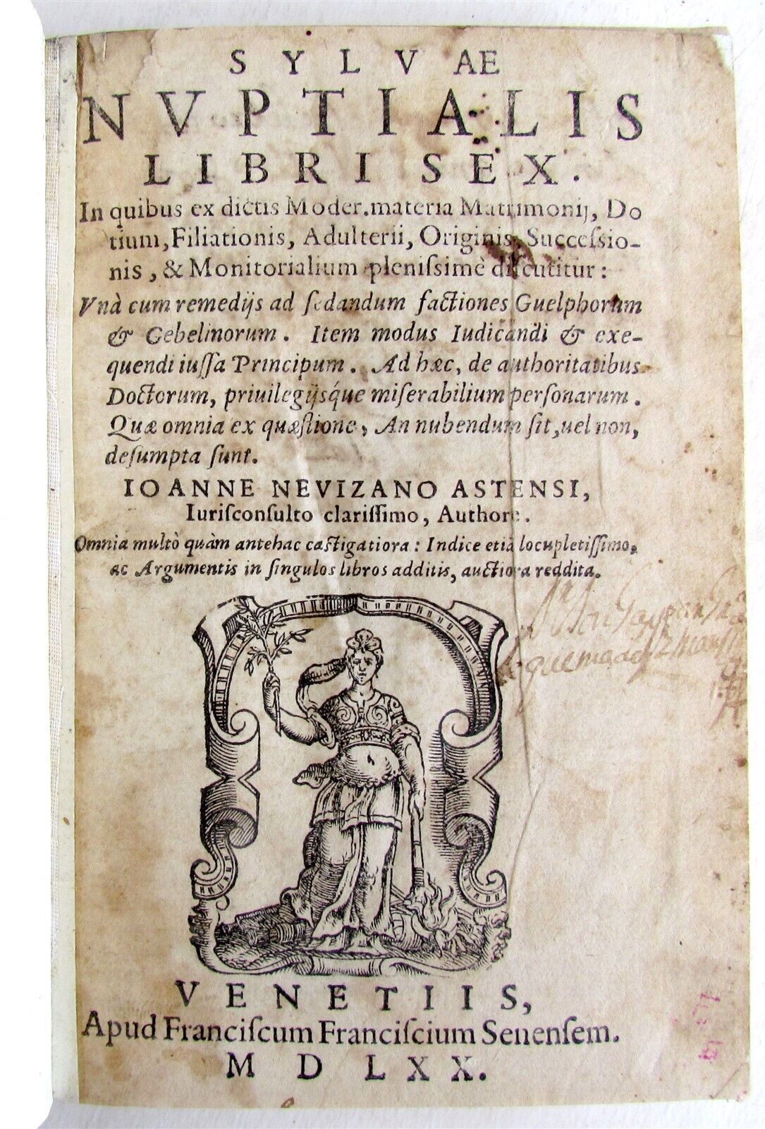 1570 2 VOLS CANON LAW ANTIQUE NEVIZANO ASTENSII IOANNE SYLUAE NUPTIALIS vellum