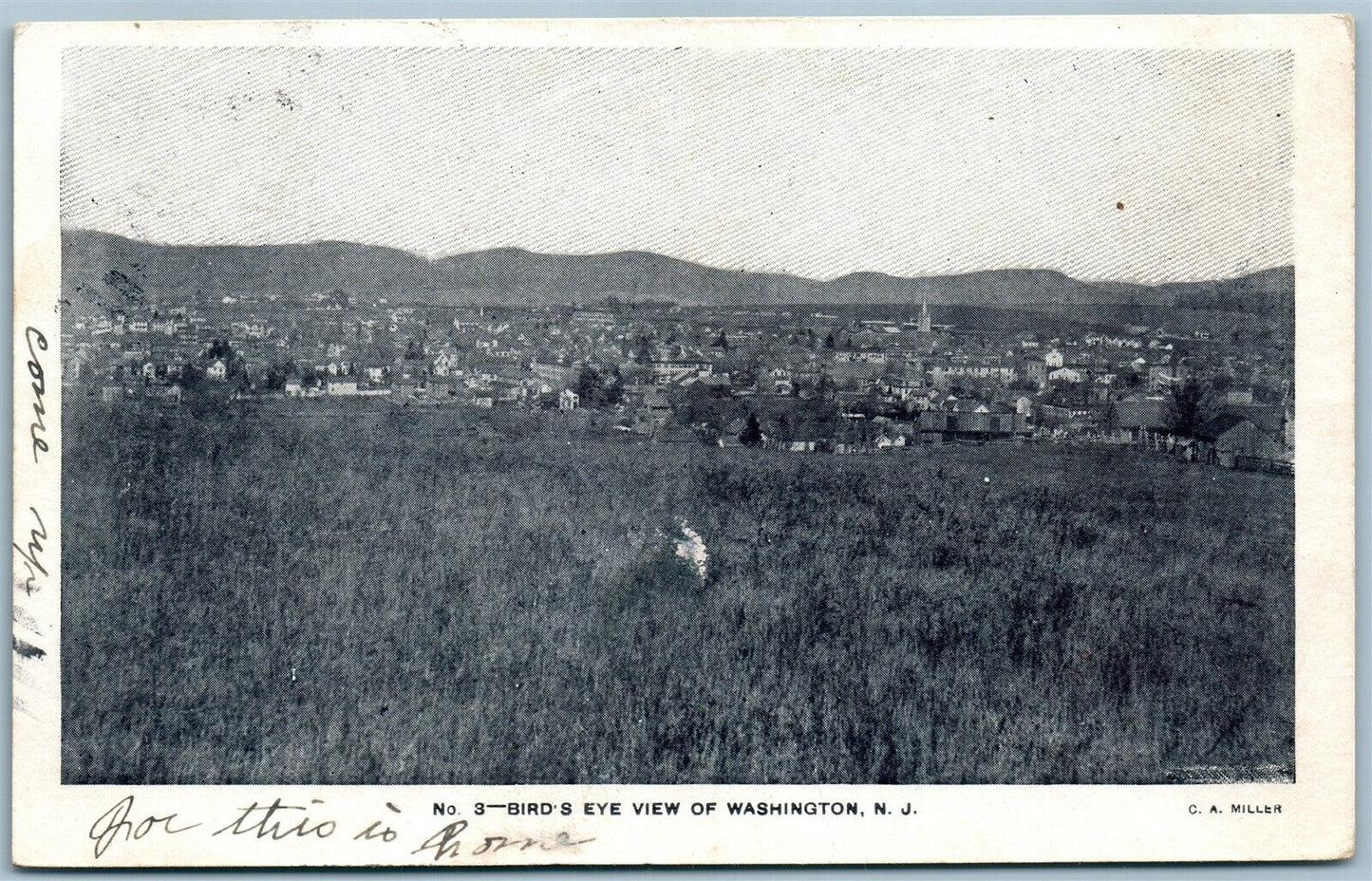 WASHINGTON NJ BIRD'S EYE VIEW ANTIQUE POSTCARD