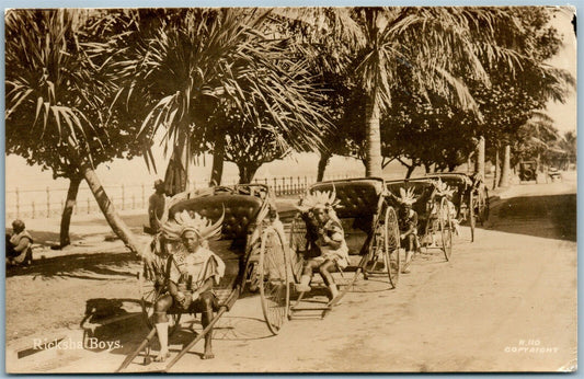 DURBAN SOUTH AFRICA RICKSHA BOYS ANTIQUE REAL PHOTO POSTCARD RPPC