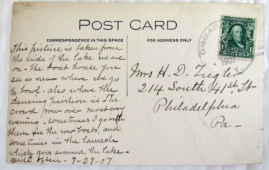 VIEW OF THE LAKE IN NEW YORK N.Y. RPPC ANTIQUE PHOTO POSTCARD