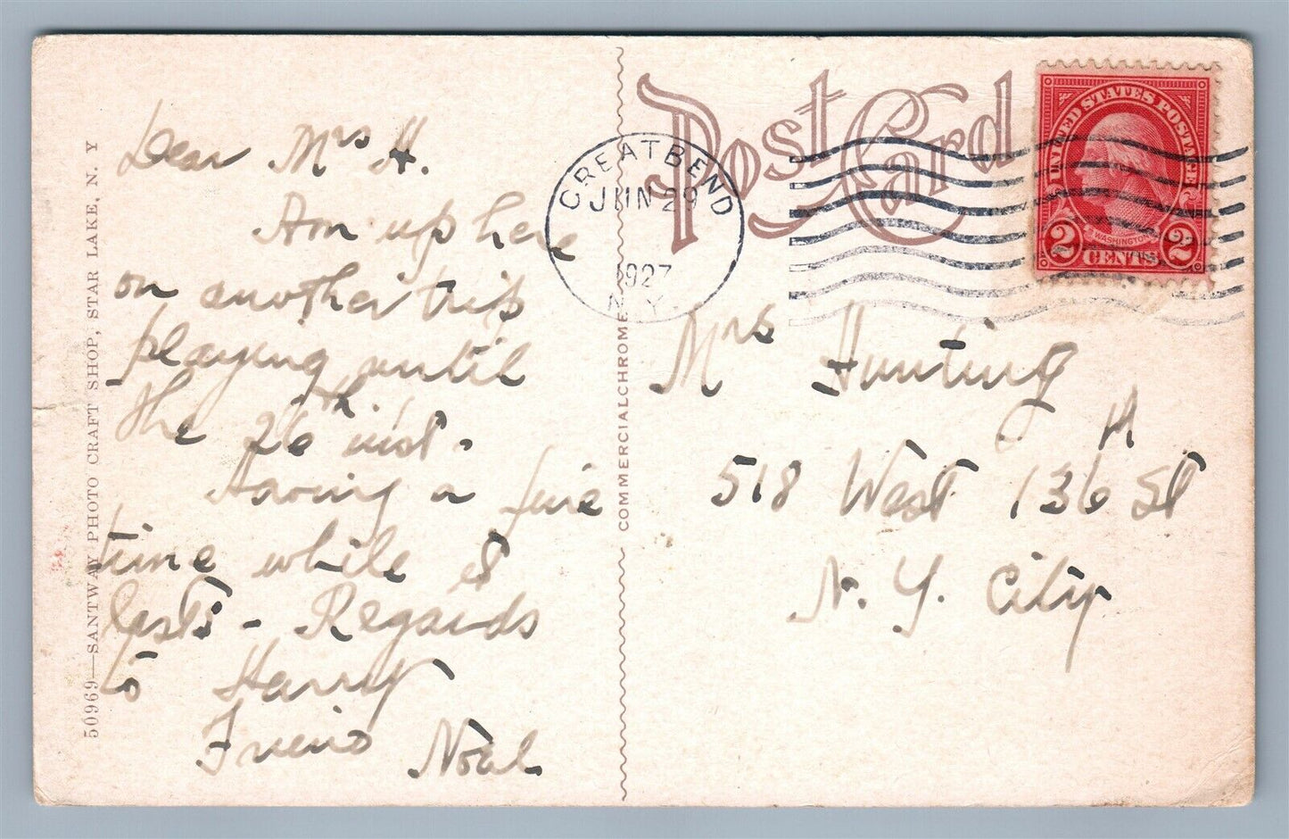 CARTHAGE NY ELMHIRST HOTEL 1927 ANTIQUE POSTCARD