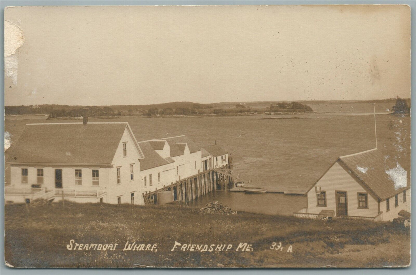 FRIENDSHIP ME STEAMBOAT WHARF ANTIQUE REAL PHOTO POSTCARD RPPC