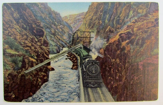 VINTAGE POSTCARD ROYAL GORGE CANON CITY COLORADO RAILROAD railway train