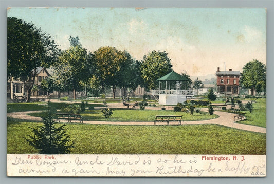 FLEMINGTON N.J. PUBLIC PARK ANTIQUE POSTCARD