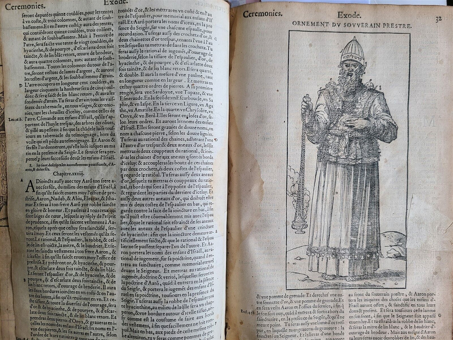 1550 BIBLE in FRENCH LOUVAIN ILLUSTRATED 16th CENTURY antique FOLIO rare