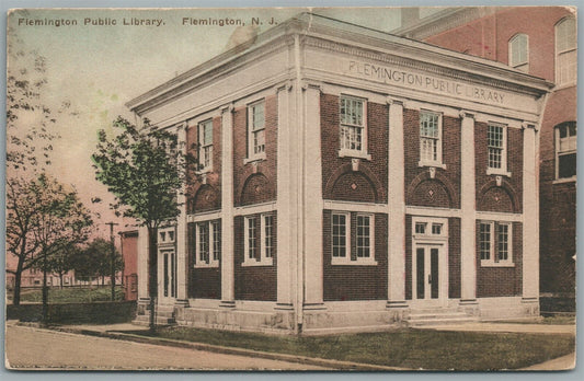 FLEMINGTON NJ PUBLIC LIBRARY ANTIQUE POSTCARD