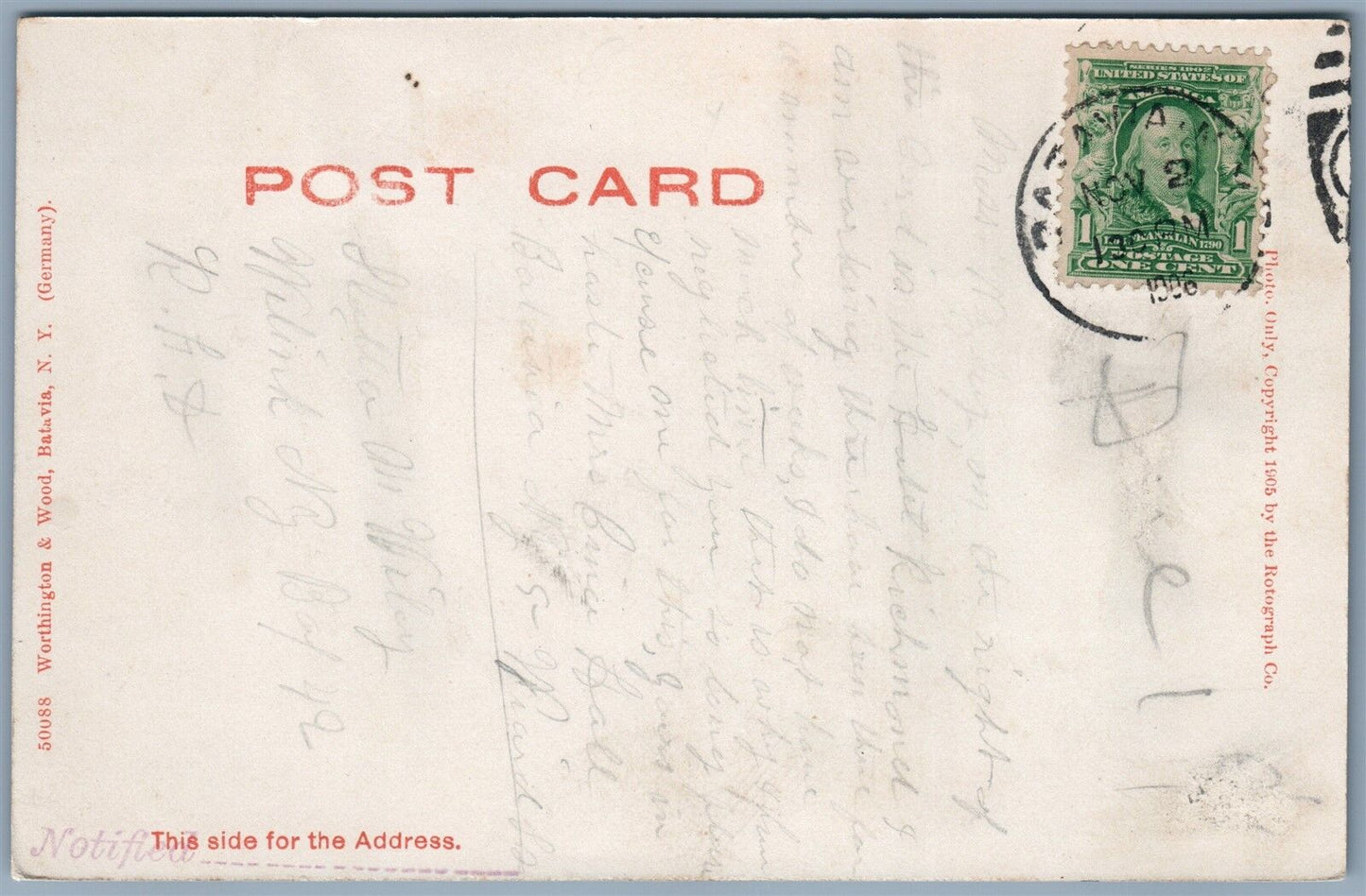 BATAVIA NY MAIN STREET 1906 ANTIQUE POSTCARD