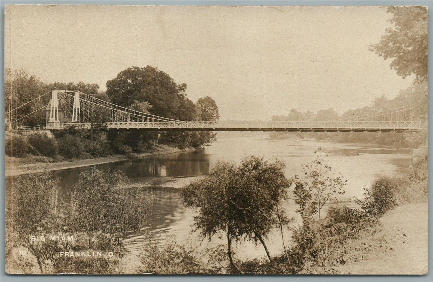 FRANKLIN OH BIG MIAMI BRIDGE ANTIQUE REAL PHOTO POSTCARD RPPC