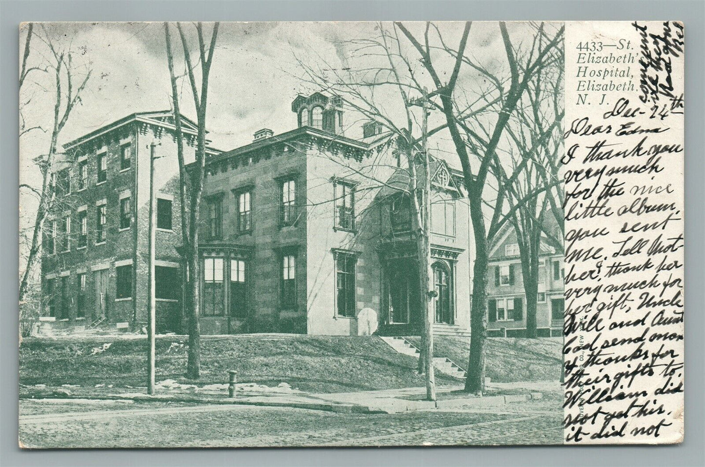 ELIZABETH NJ HOSPITAL ANTIQUE POSTCARD