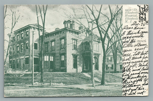 ELIZABETH NJ HOSPITAL ANTIQUE POSTCARD