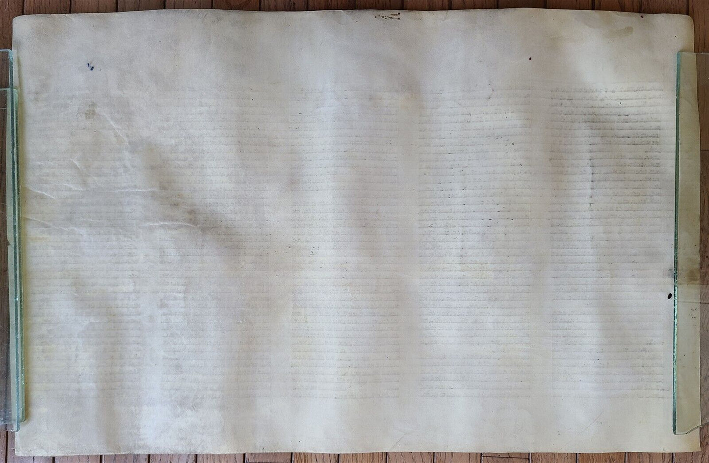 TORAH SCROLL FRAGMENT MANUSCRIPT VELLUM ANTIQUE BIBLE 20 3/4 x 32 1/2"