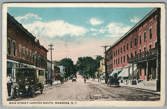 MASSENA NY MAIN STREET ANTIQUE POSTCARD