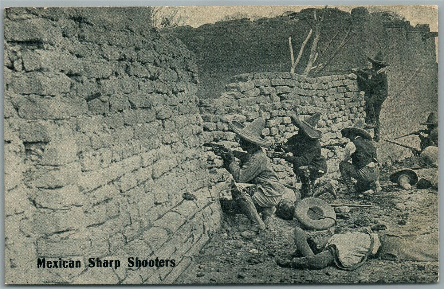 MEXICAN WAR SHARP SHOOTERS ANTIQUE POSTCARD
