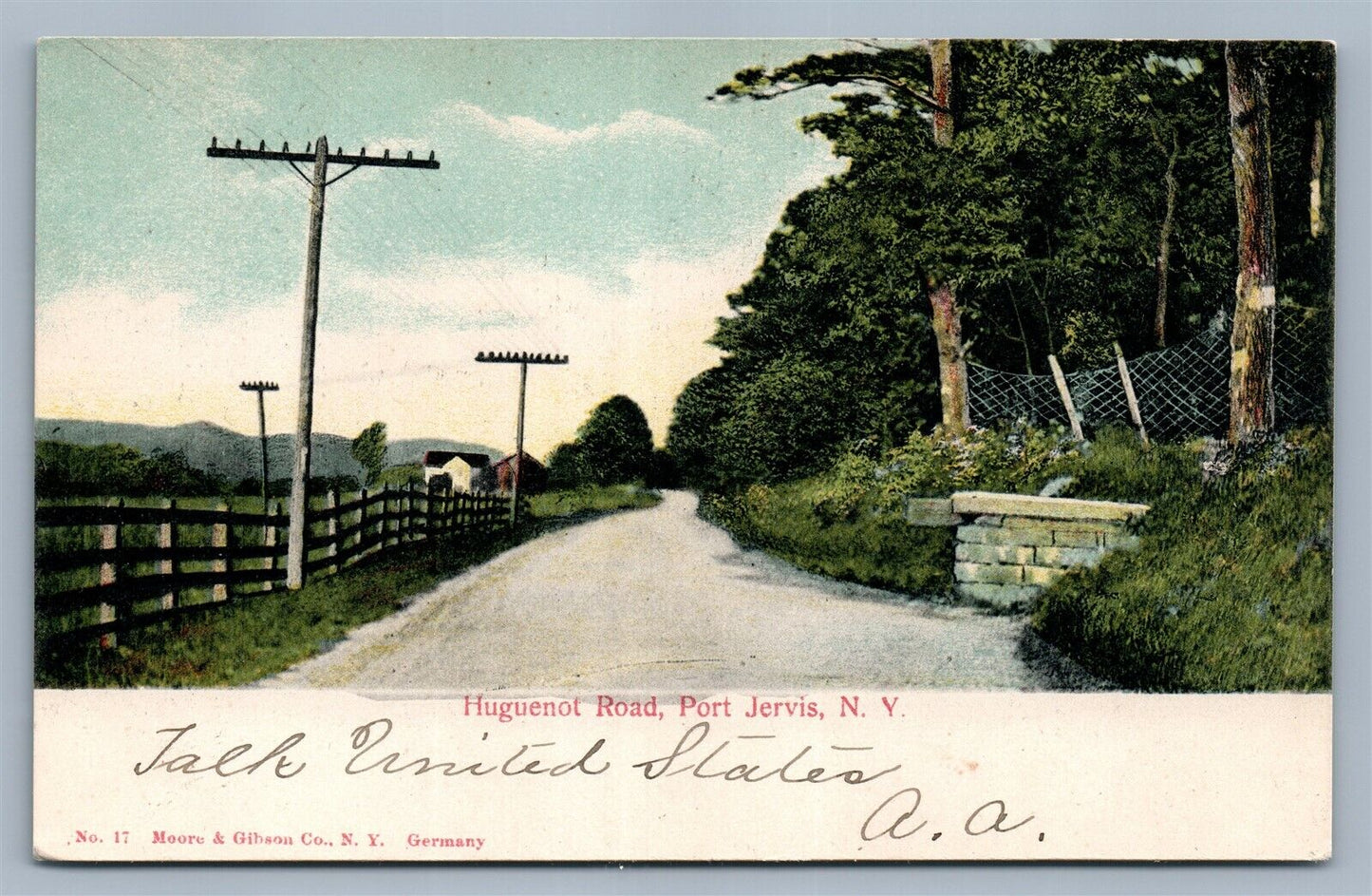 PORT JERVIS NY HUGUENOT ROAD ANTIQUE POSTCARD