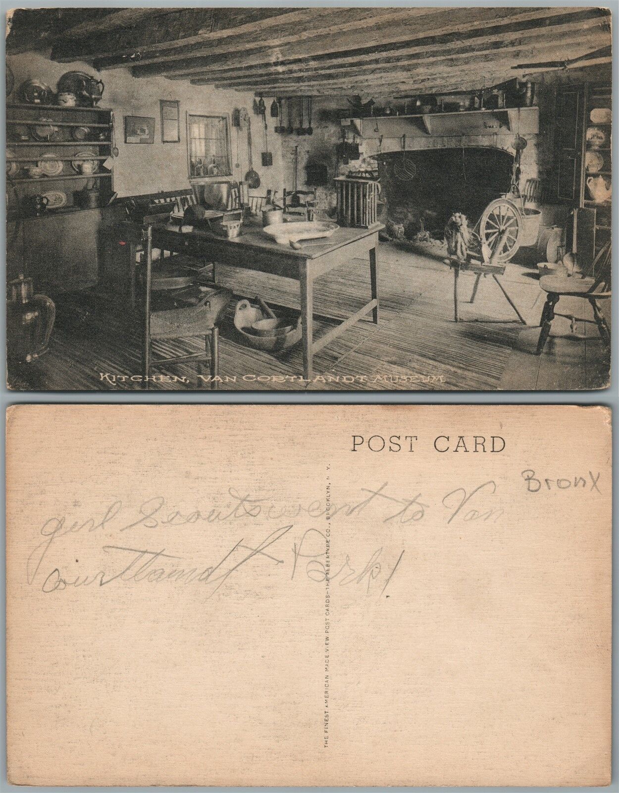 BRONX N.Y. VAN CORTLAND MUSEUM KITCHEN ANTIQUE POSTCARD