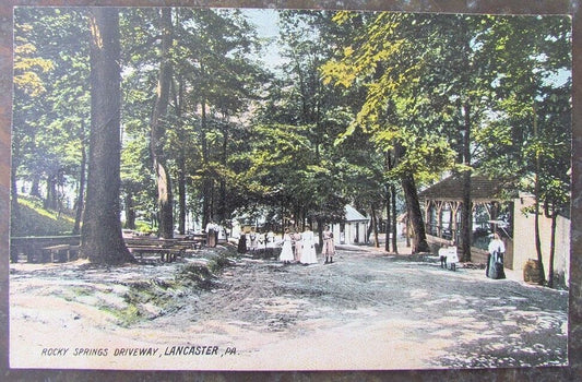 ANTIQUE 1908 POSTCARD ROCKY SPRINGS DRIVEWAY LANCASTER PA