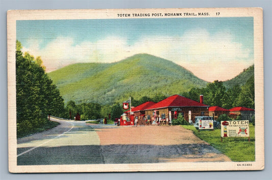 MOHAWK TRAIL MA TOTEM TRADING POST VINTAGE POSTCARD