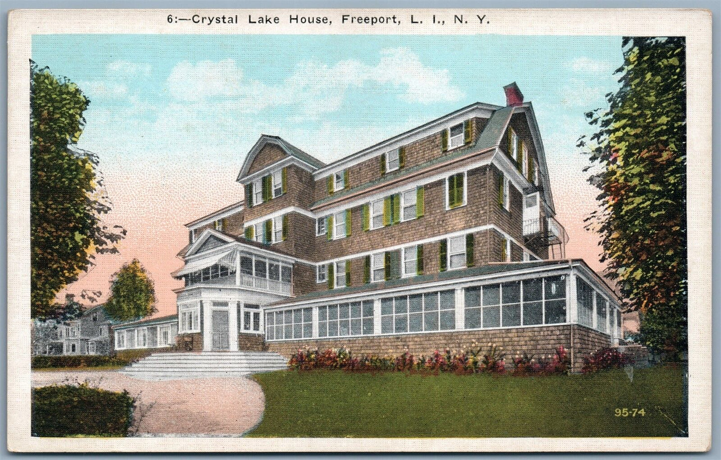 FREEPORT LONG ISLAND NY CRYSTAL LAKE HOUSE ANTIQUE POSTCARD