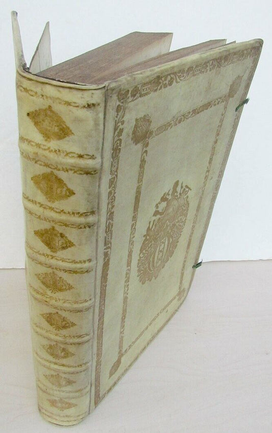 ANTIQUE 1749 AMAZING DECORATIVE VELLUM BOUND MASSIVE FOLIO by BASILII FABRI