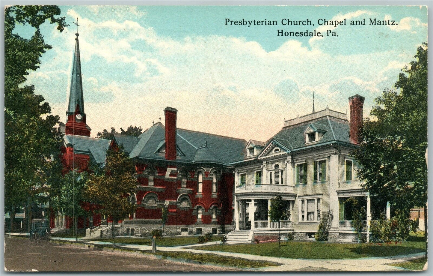 HONESDALE PA PRESBYTERIAN CHURCH 1917 ANTIQUE POSTCARD