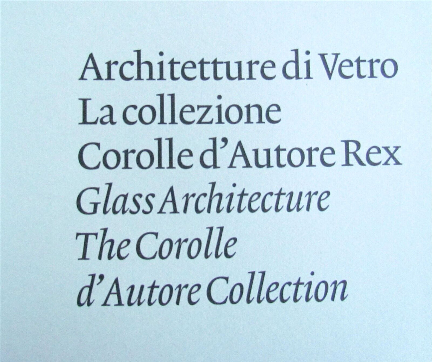 GLASS ARCHITECTURE ARCHITETTURE DI VETRO ITALIAN ART ALBUM illustrated