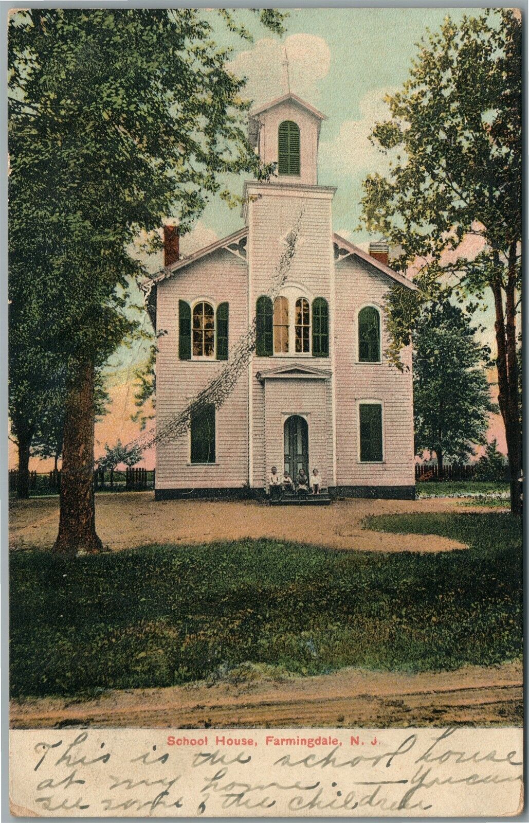 FARMINGDALE NJ SCHOOL HOUSE ANTIQUE POSTCARD