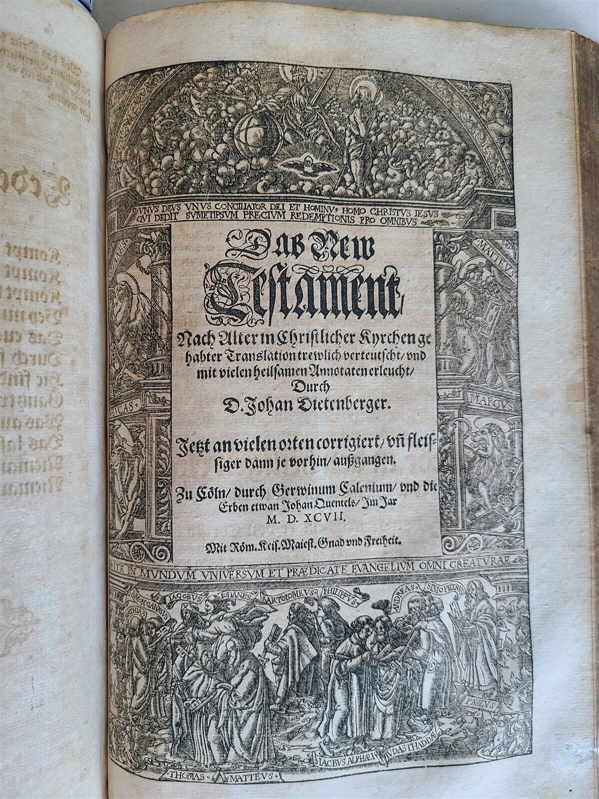 1597 BIBLE ILLUSTRATED by JM Bocksberger & Jost Amman FOLIO antique GERMAN