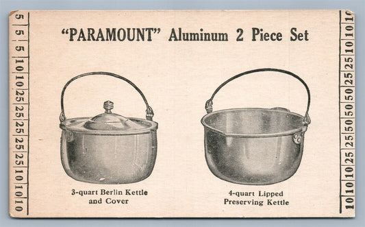 PARAMOUNT ALUMINUM KETTLES ADVERTISING ANTIQUE POSTCARD PRIVATE MAILING