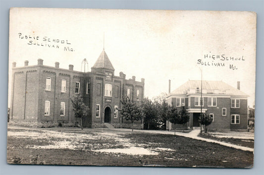 SULLIVAN MO PUBLIC & HIGH SHOOL ANTIQUE REAL PHOTO POSTCARD RPPC