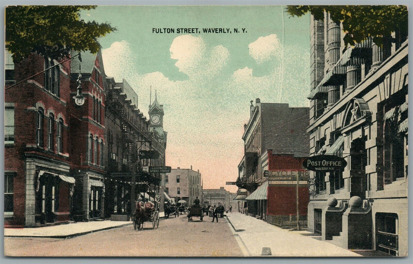 WAVERLY NY FULTON STREET ANTIQUE POSTCARD