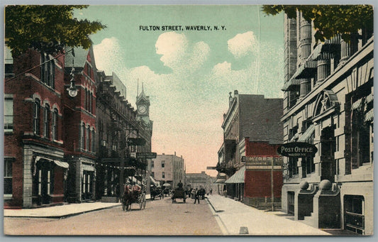 WAVERLY NY FULTON STREET ANTIQUE POSTCARD