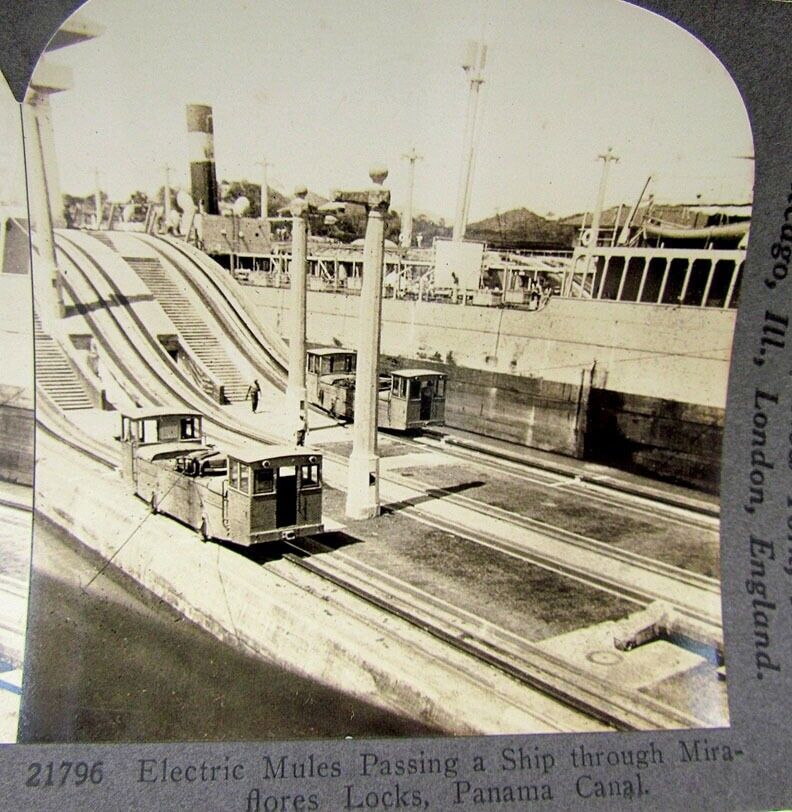 LOT OF 3 ANTIQUE STEREOVIEWS - PANAMA CANAL PHOTOS