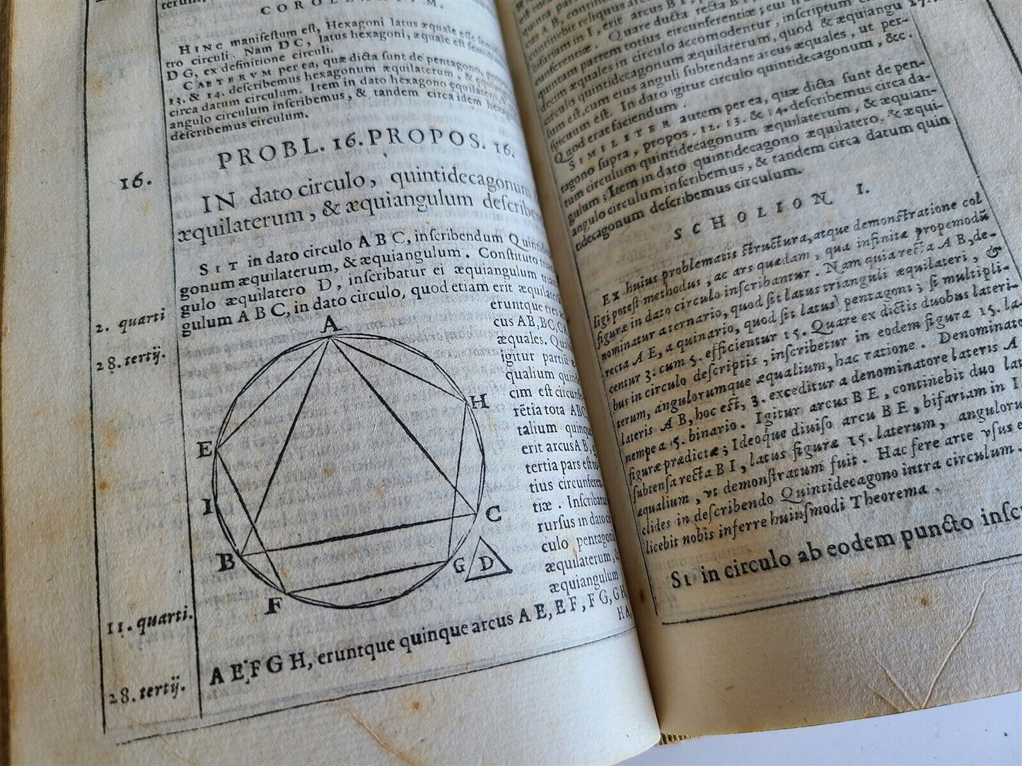 1574 EUCLIDIS ELEMENTORUM antique VELLUM 16th CENTURY GEOMETRY illustrated