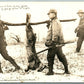 RABBIT HUNTING EXAGGERATED ANTIQUE REAL PHOTO POSTCARD RPPC