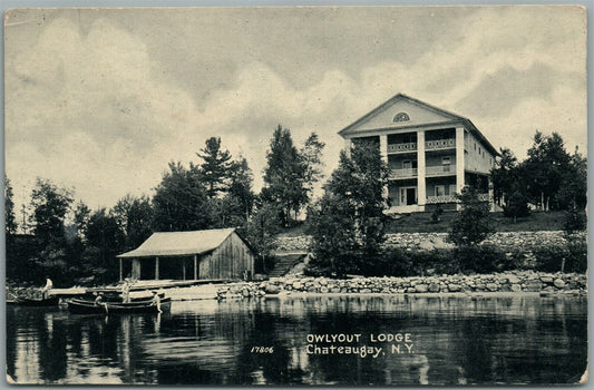 CHATEAUGAY NY OWLYOUT LODGE ANTIQUE POSTCARD