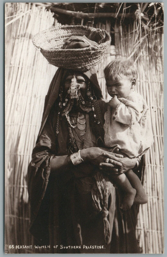 PALESTINE PEASANT WOMAN ANTIQUE REAL PHOTO POSTCARD RPPC