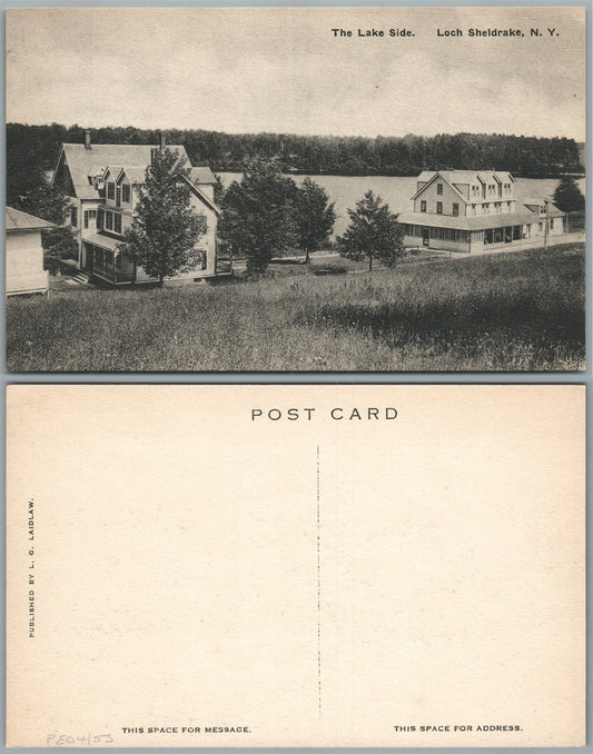 LOCH SHELDRAKE N.Y. FALLSBURG SULLIVAN COUNTY LAKE SIDE ANTIQUE POSTCARD