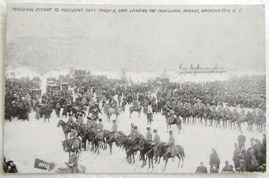 PRESIDENT TAFT PERSONAL ESCORT INAUGURAL PARADE WASHINGTON 1909 ANTIQUE POSTCARD