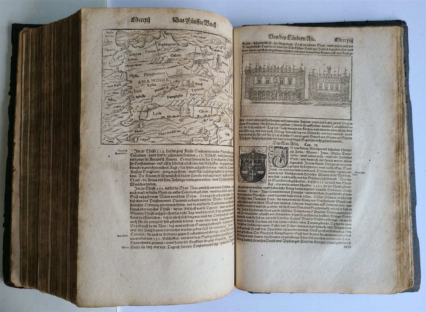 1598 COSMOGRAPHY by Sebastian Munster antique ILLUSTRATED original binding RARE